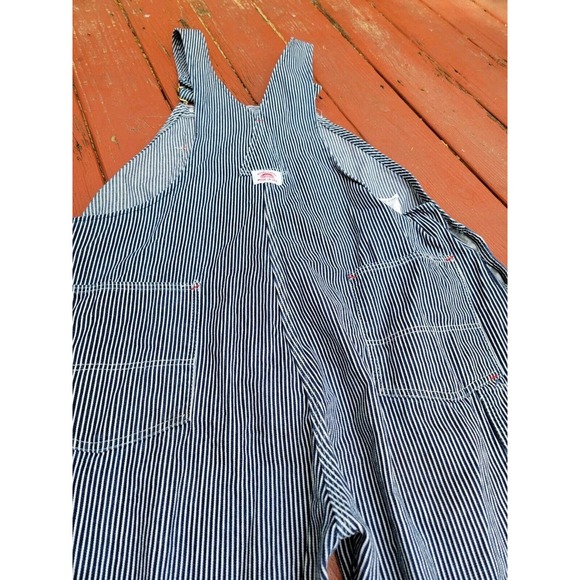Round House Overall Bibs Hickory Striped Engineer Railroad USA Made 46x30 - Picture 12 of 12